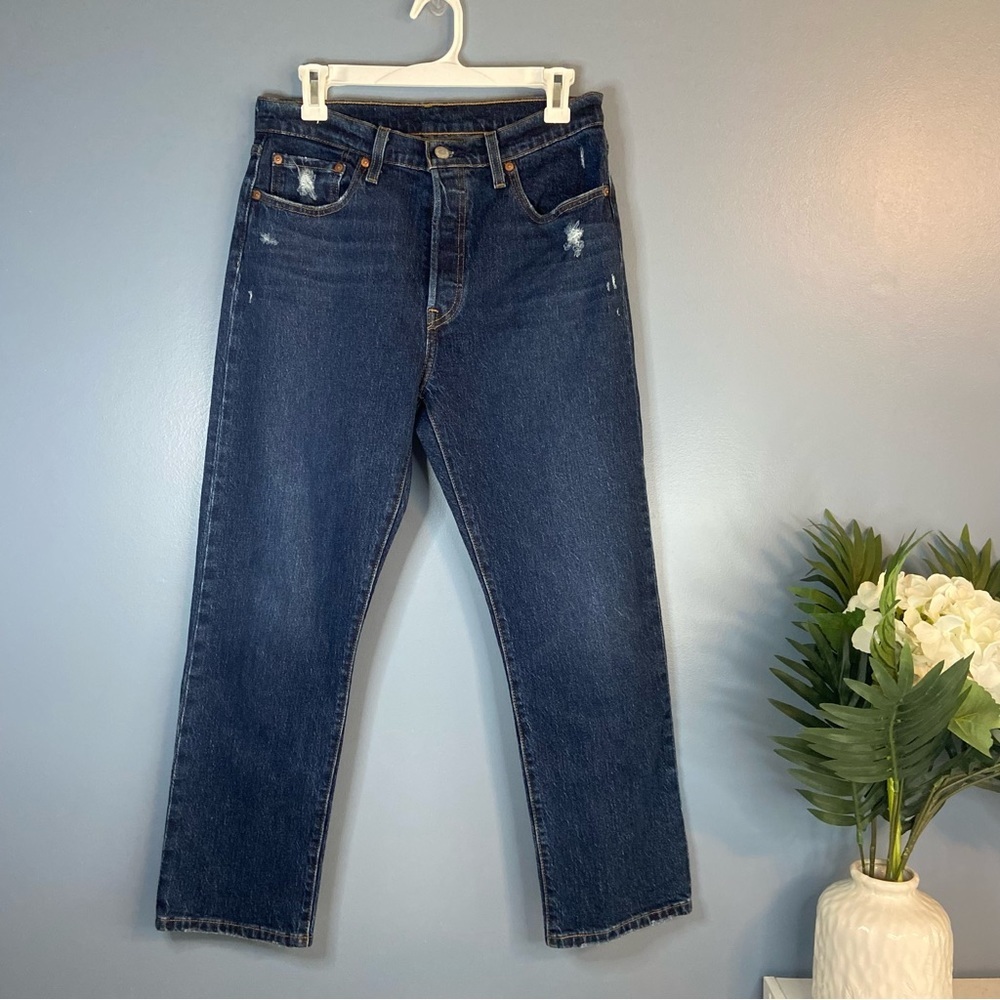 Levi’s 501 Original Stretch Cropped Blue Denim Skinny Jeans